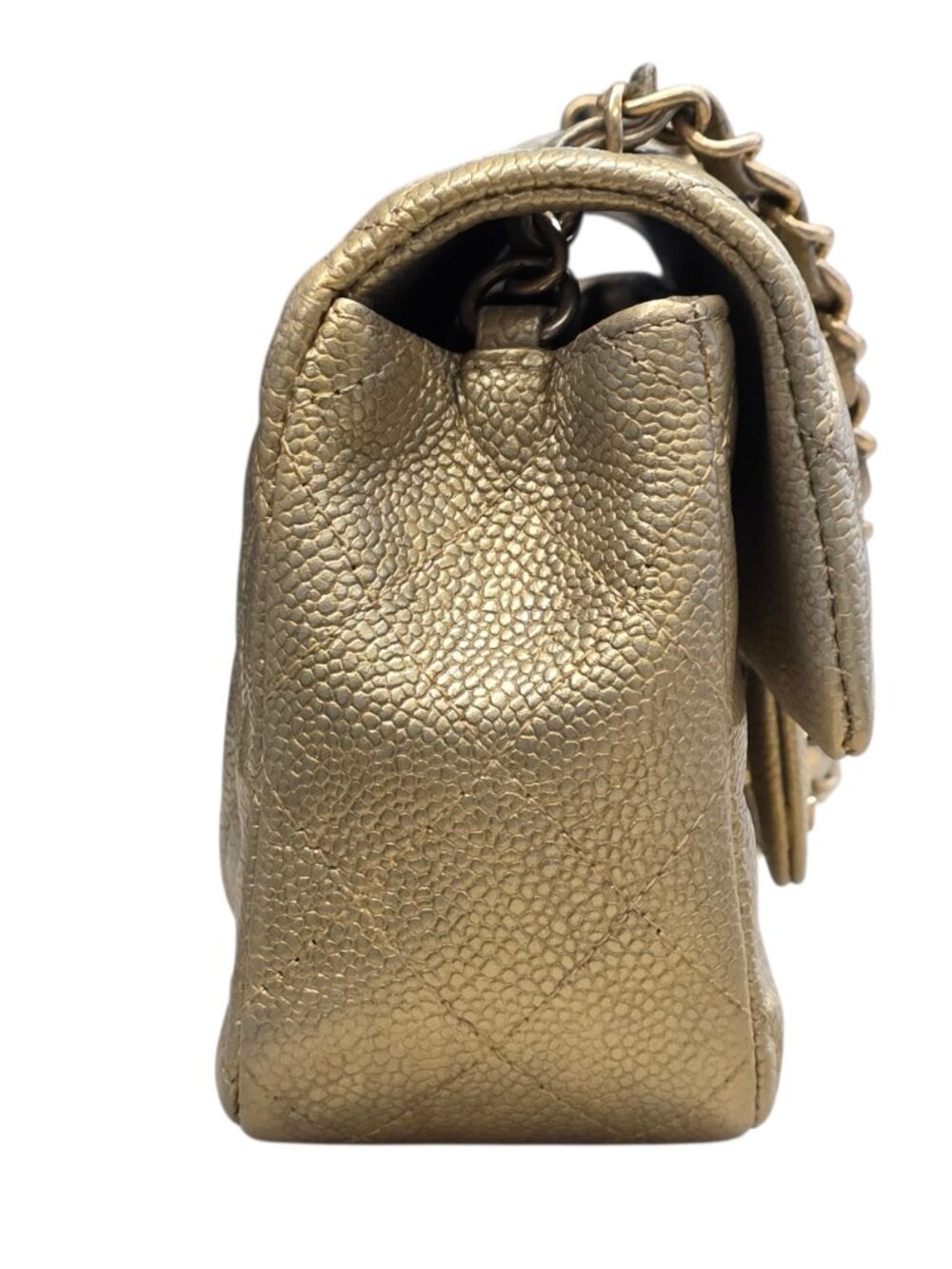 Chanel Pearl Caviar Gold Leather Quilted Classic Mini Single Flap Bag - Picture 5 of 16